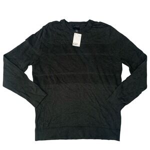 H&M Textured Knit Sweater Black‎ Men's Large Crewneck New With Tags